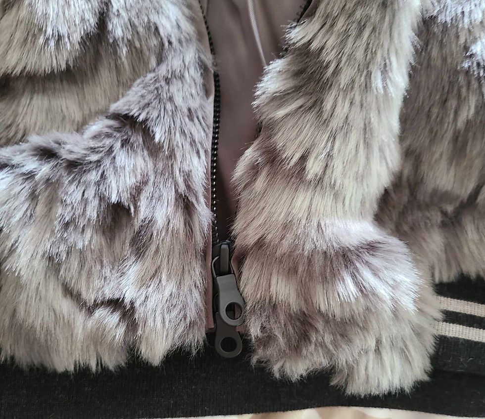Thumbnail: Paula Ryan Textured Fur Bomber Jacket sz 12