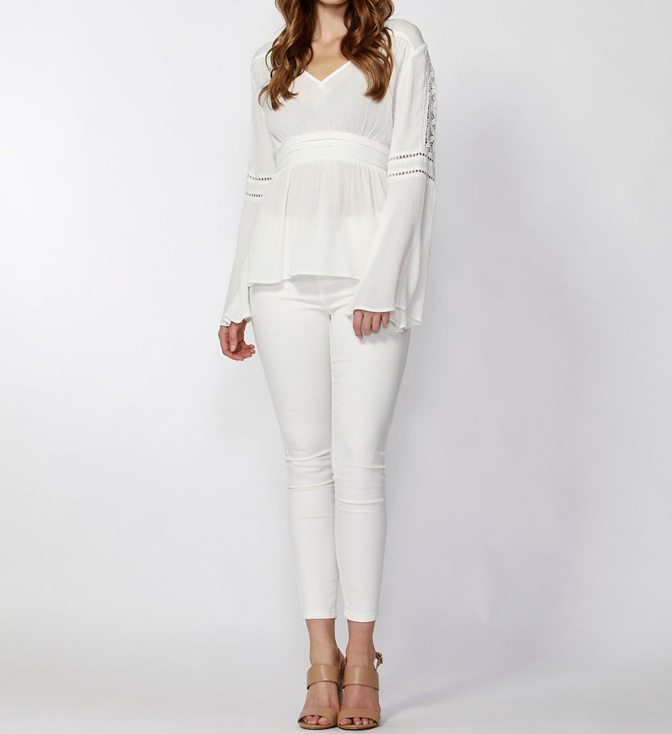 Thumbnail: Sass Dominique Lace Trim Blouse sz 8