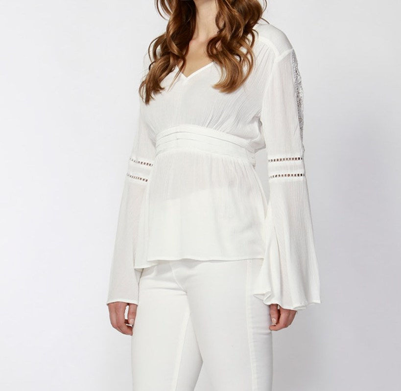 Thumbnail: Sass Dominique Lace Trim Blouse sz 8