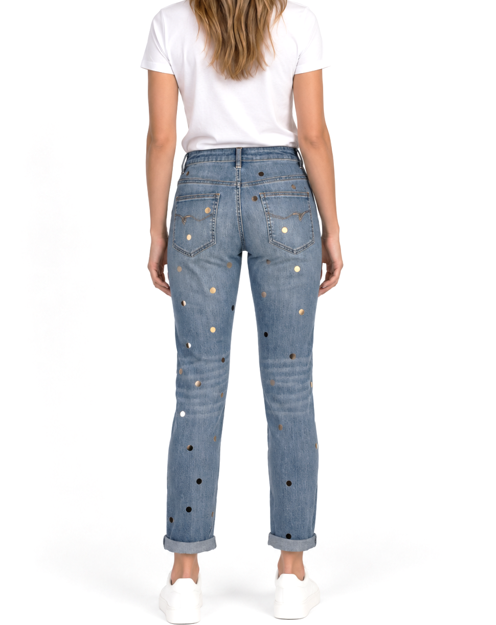 Thumbnail: Vassalli Gold Foil Dot Jeans