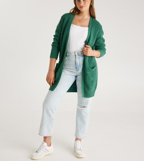 Thumbnail: Dotti Longline Ribbed Cardigan sz 12