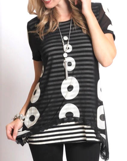 Holmes & Fallon Disk Stripe Top sz 10