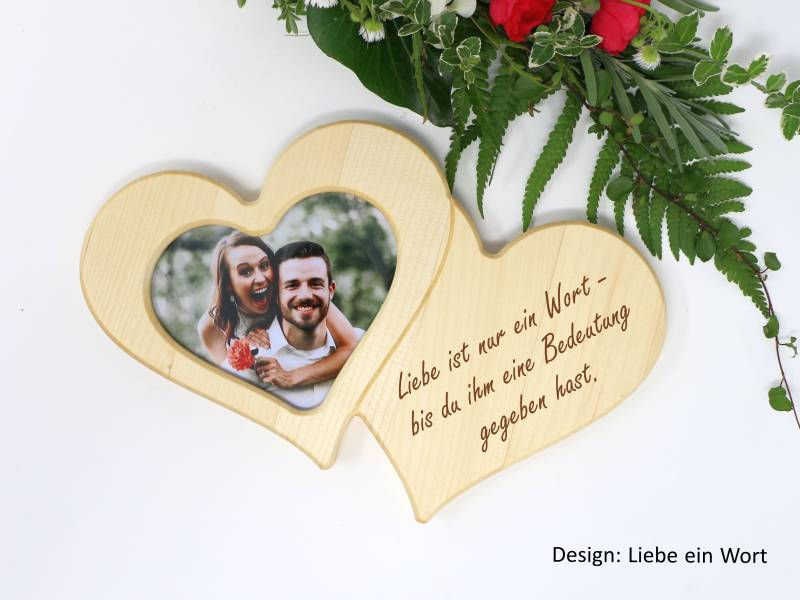 Holzbilderrahmen Hochzeitsgeschenk mit Gravur