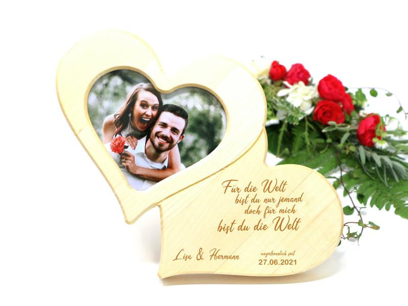 Fotorahmen aus Ahornholz Vorderseite Hochzeitsgeschenk
