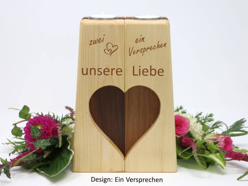 moderne Hochzeitskerzen mit Holz