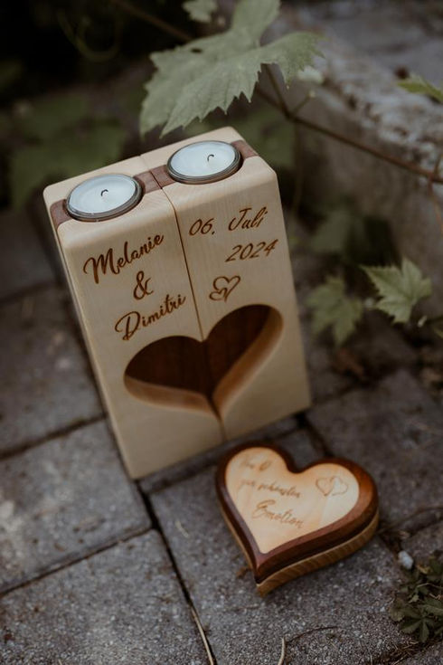 Hochzeit Kerze mit Teelichteinsatz und Ringbox