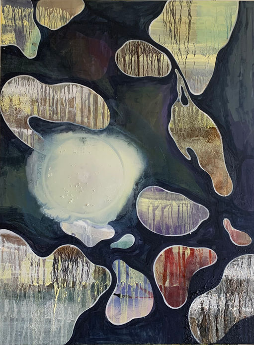 One moon in a thousand rivers Pigmente, Acryl und Tusche auf Leinwand, 60×80cm.jpeg