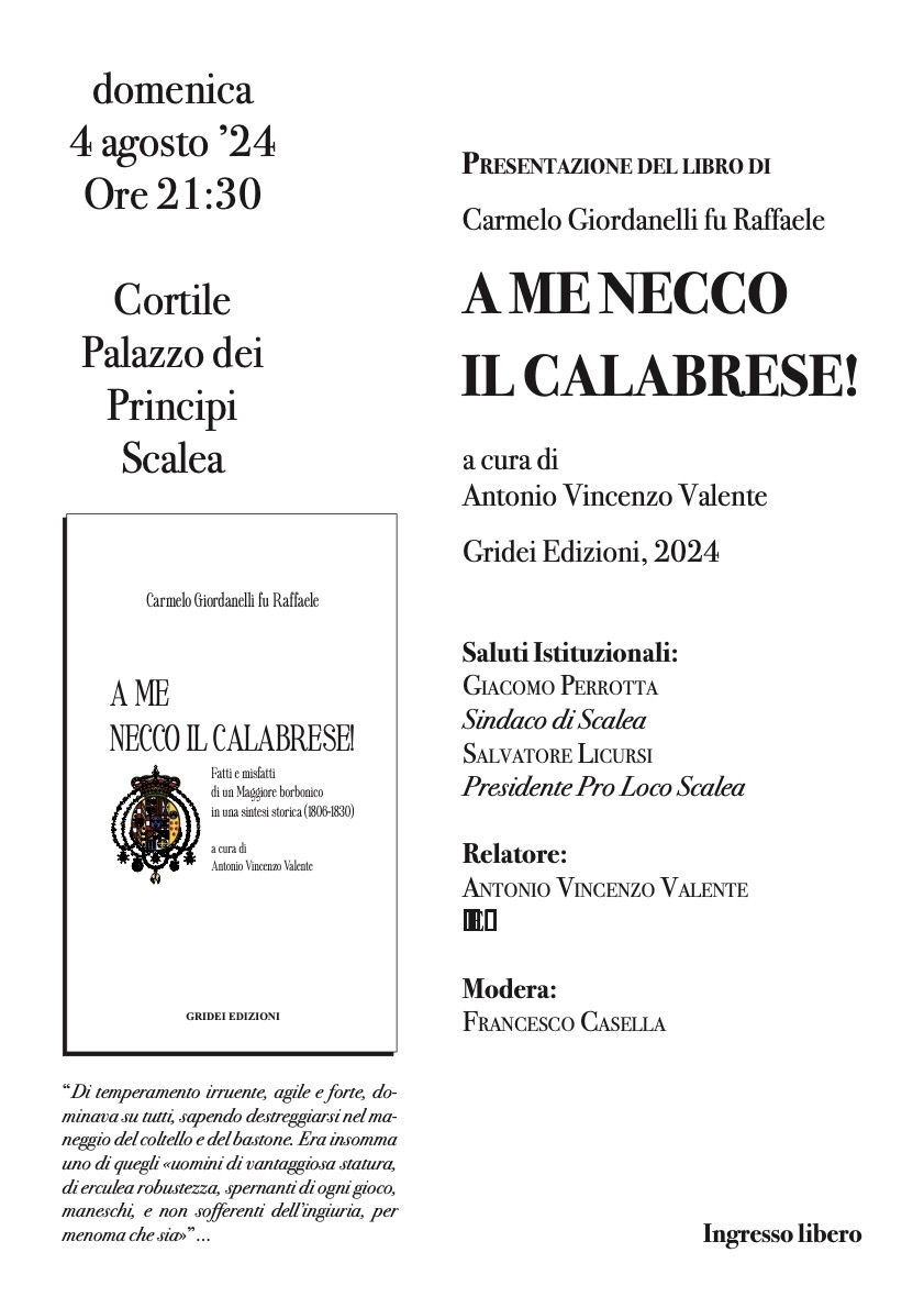 Un tuffo nella storia: oggi la presentazione del libro "A me Necco il calabrese!" a Scalea