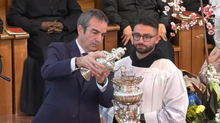 Cerimonia accensione lampada votiva nel Santuario di San Francesco di Paola con autorità e sindaci