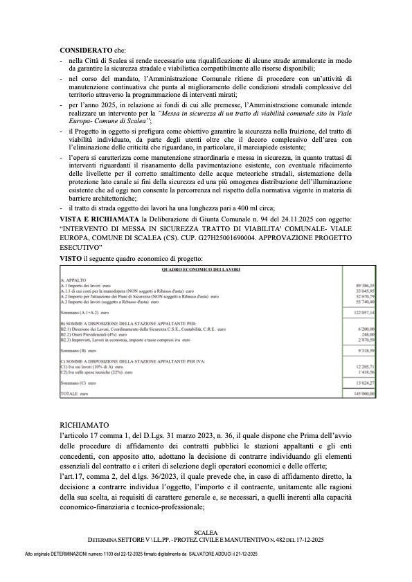 Scalea determina del Comune lavori viale Europa pagina 2