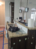 Modern kitchen island renovation project with granite countertop