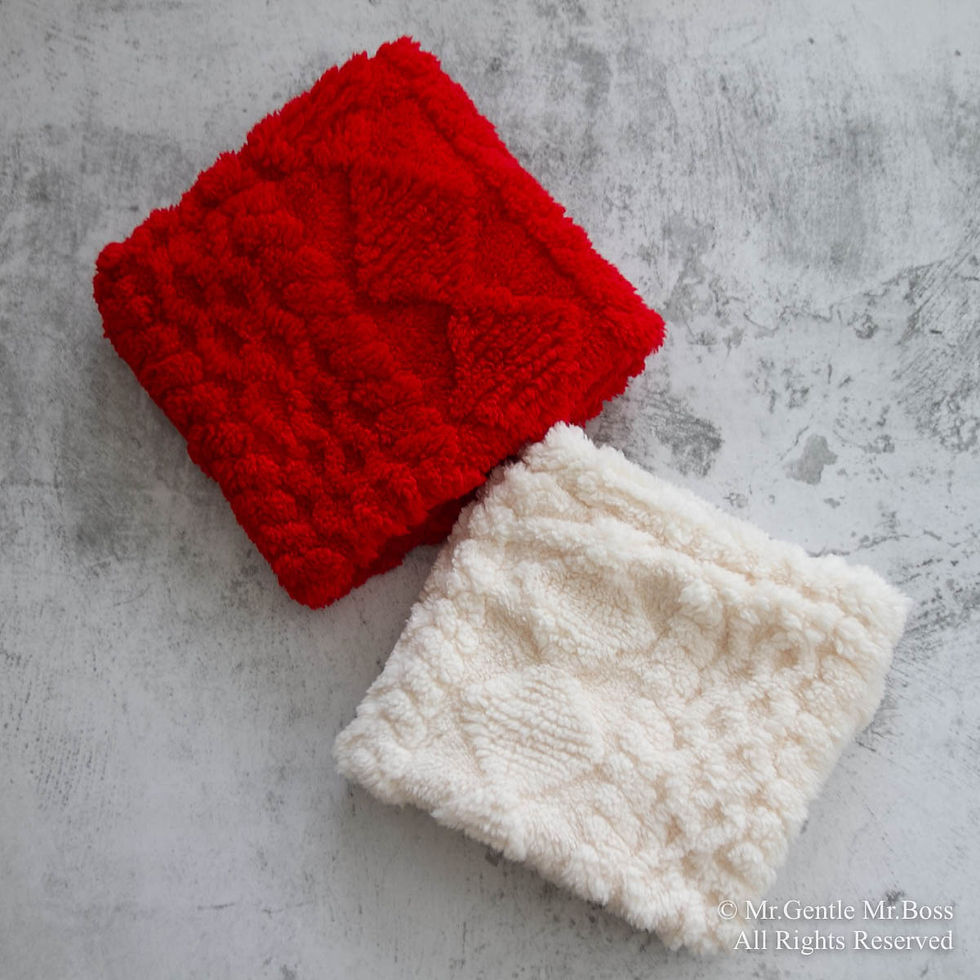 サムネイル： 耳までぬくぬくNeck Wamer　アランハニーカム × ダイヤ編み柄ボアフリース　White