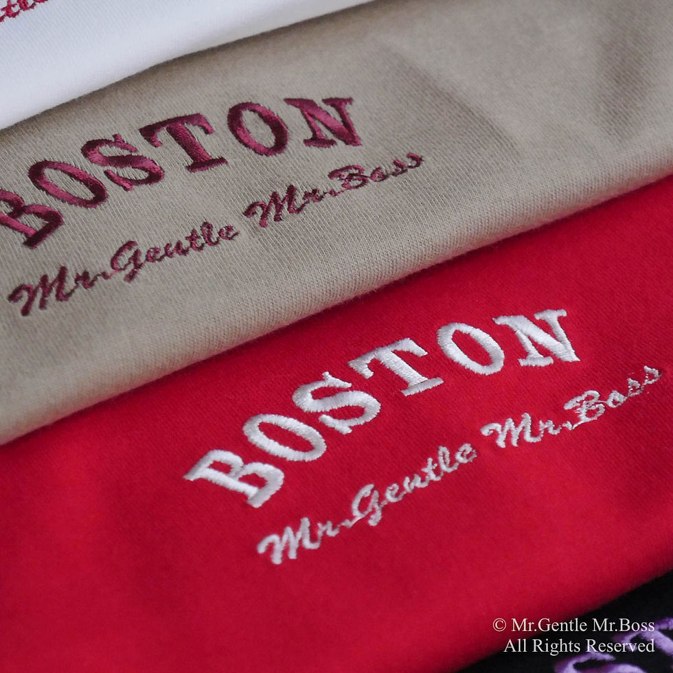 サムネイル： 飼い主お揃いコーデ☆Boston刺繍長袖T-shirt☆ベージュ