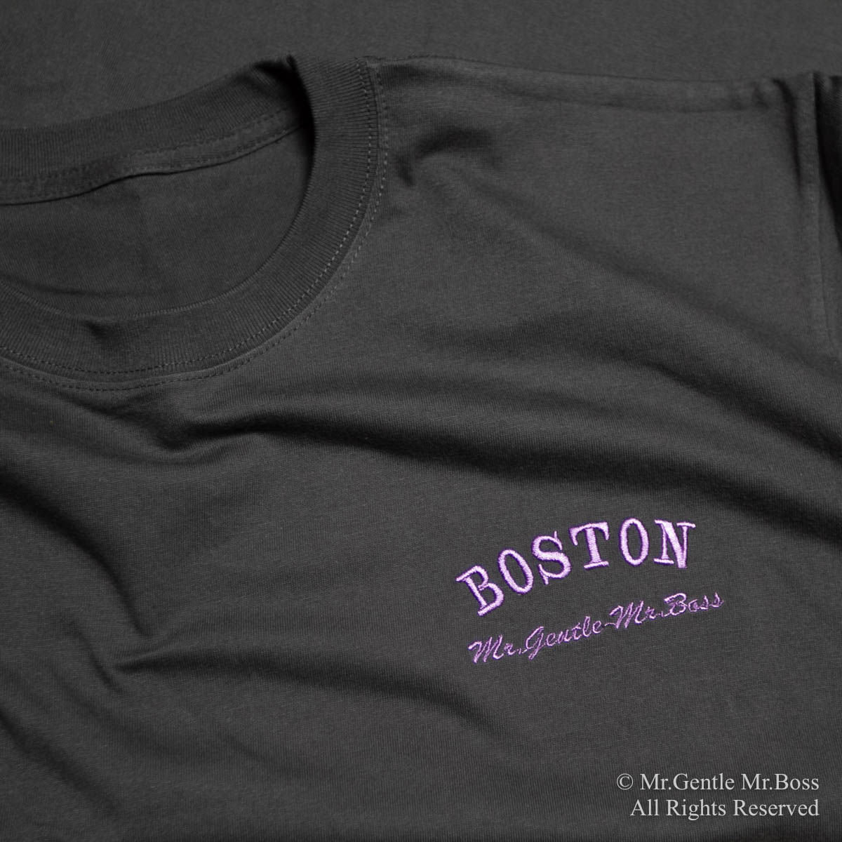 飼い主お揃いコーデ☆Boston刺繍T-shirt☆スミ