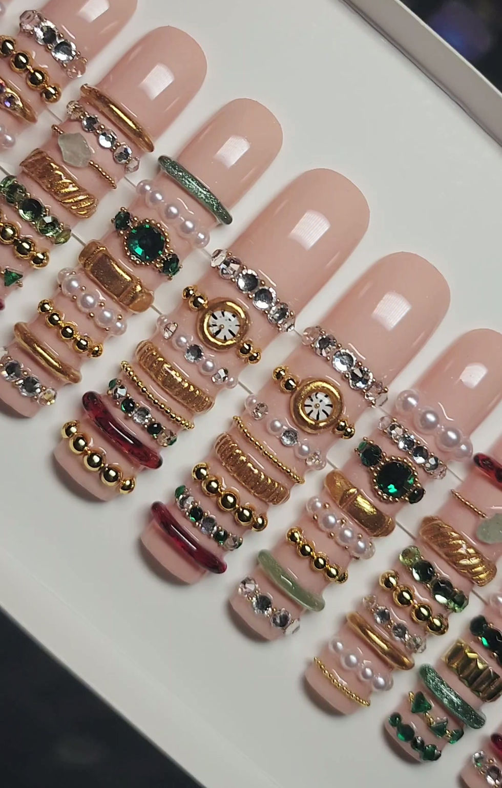 Thumbnail: Extra extra long square luxury fashion jewelry press on nails