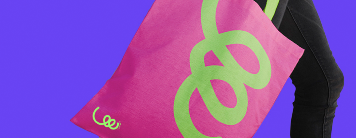 WE Canvas Bag Pink and Green