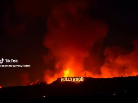 ハリウッド火事の真実は?光線で花火