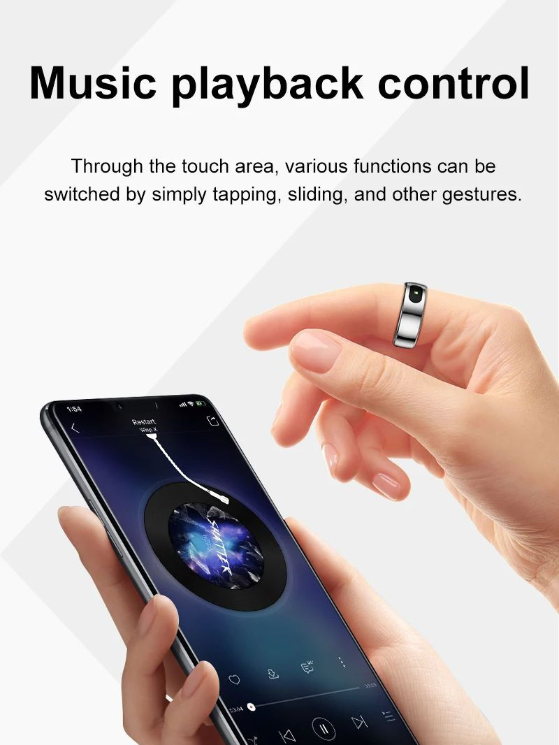 Thumbnail: R08 Smart Ring For Men Women Touch Control Function Health Monitor IP68 5ATM Wat