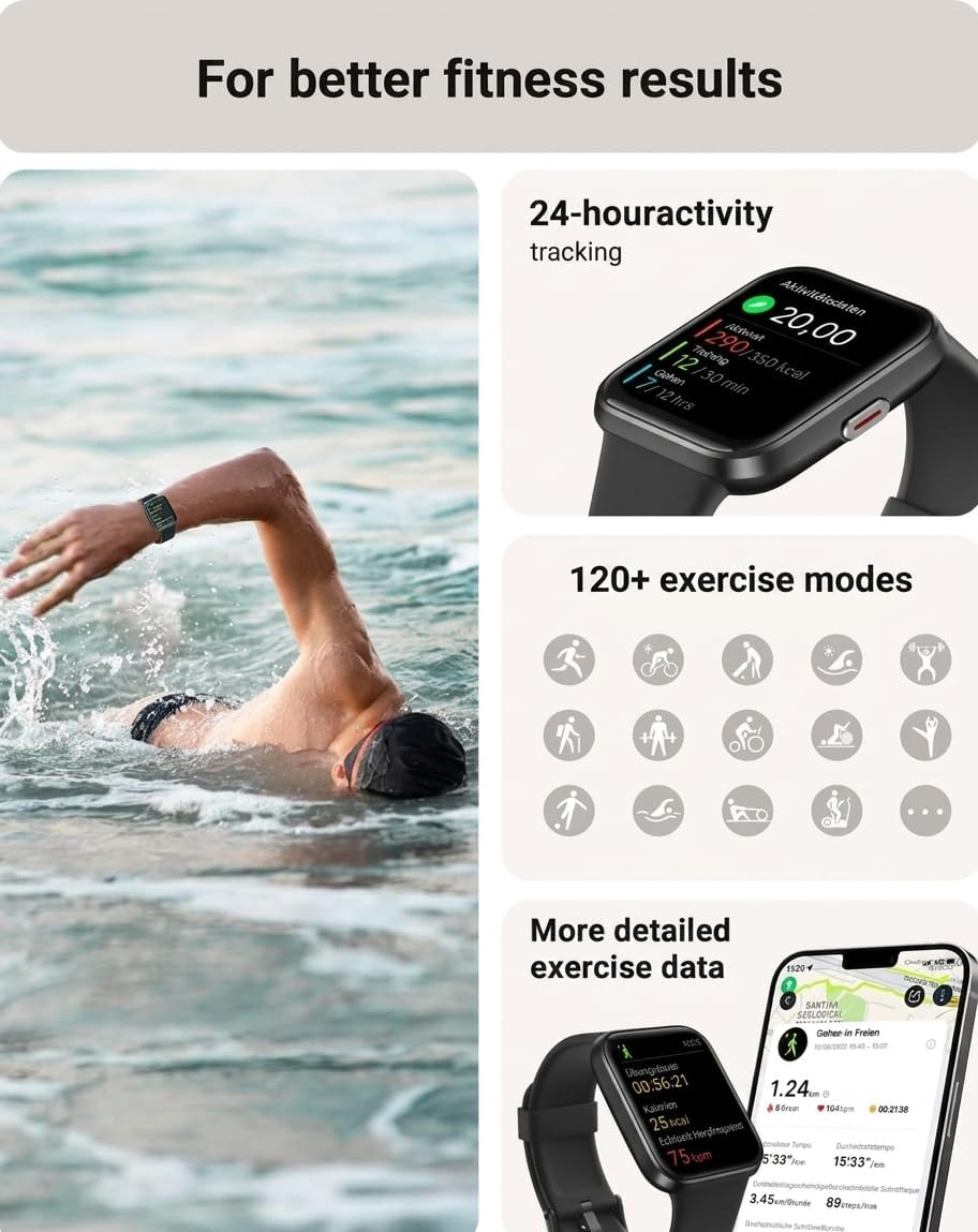 Thumbnail: Tensky Smart Watch for Men/Women Android/Iphone/Samsung, Alexa Built-In, 1.8" To