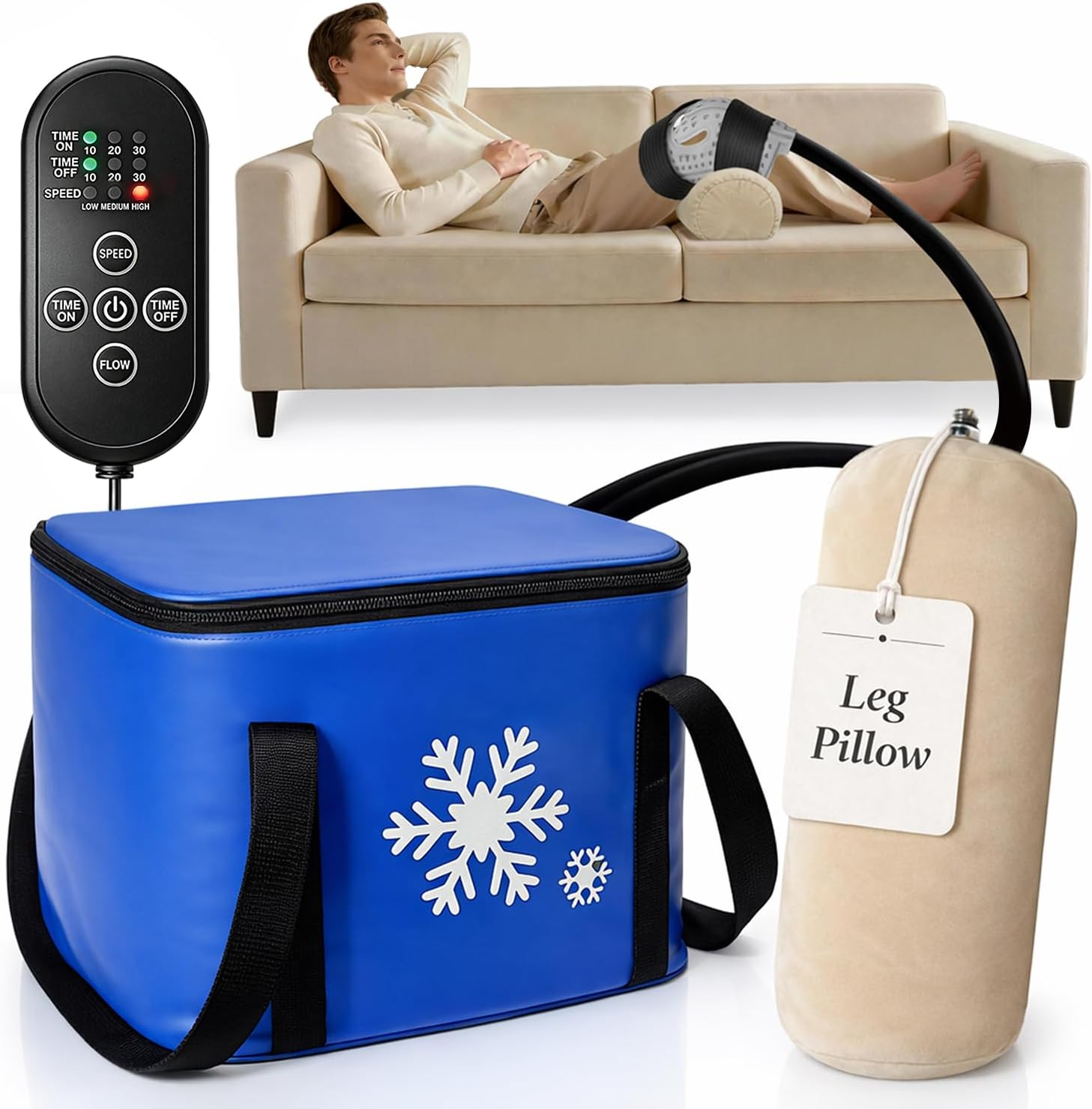 Ice Machine for Knee after Surgery with Inflatable Leg Elevation Pillow