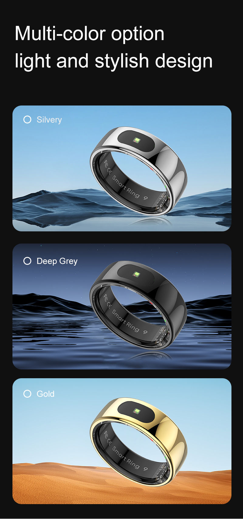 Thumbnail: R08 Smart Ring For Men Women Touch Control Function Health Monitor IP68 5ATM Wat