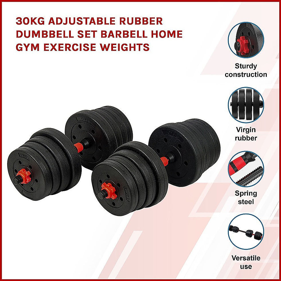 Thumbnail: NNEDSZ 30kg Adjustable Rubber Dumbbell Set Barbell Home GYM Exercise Weights