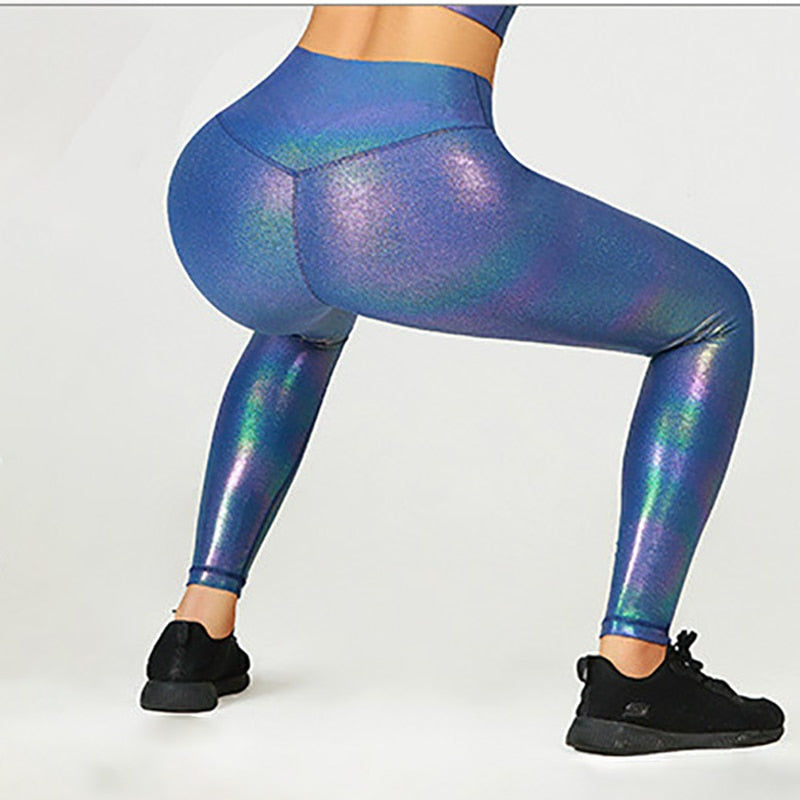 Thumbnail: GOLD STAMPING Stretchy Fitness Workout Gym Leggings Women