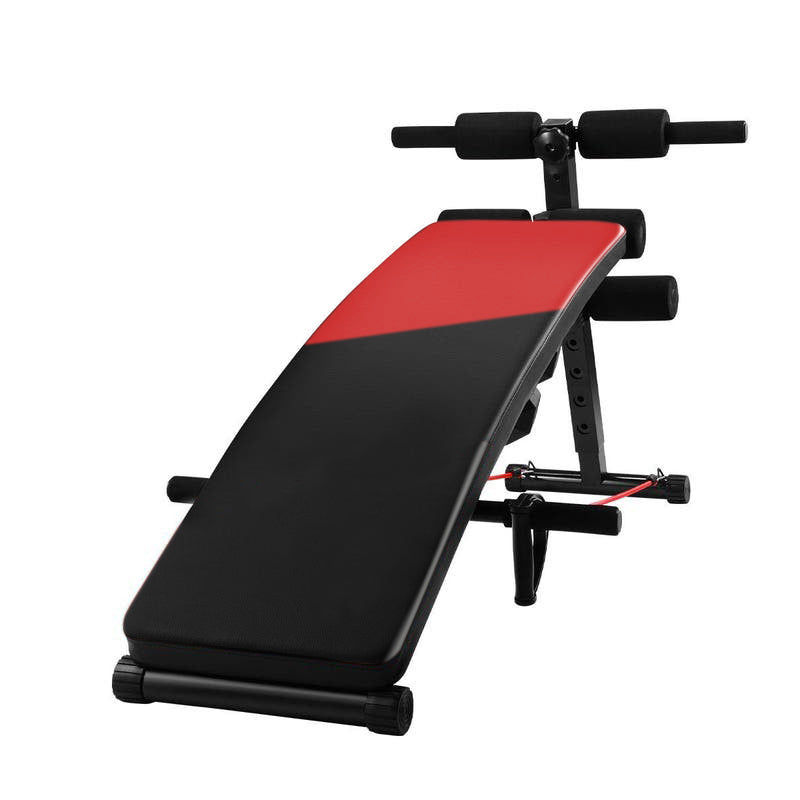 Thumbnail: Abdominal bench with rubber rope and dumbbells