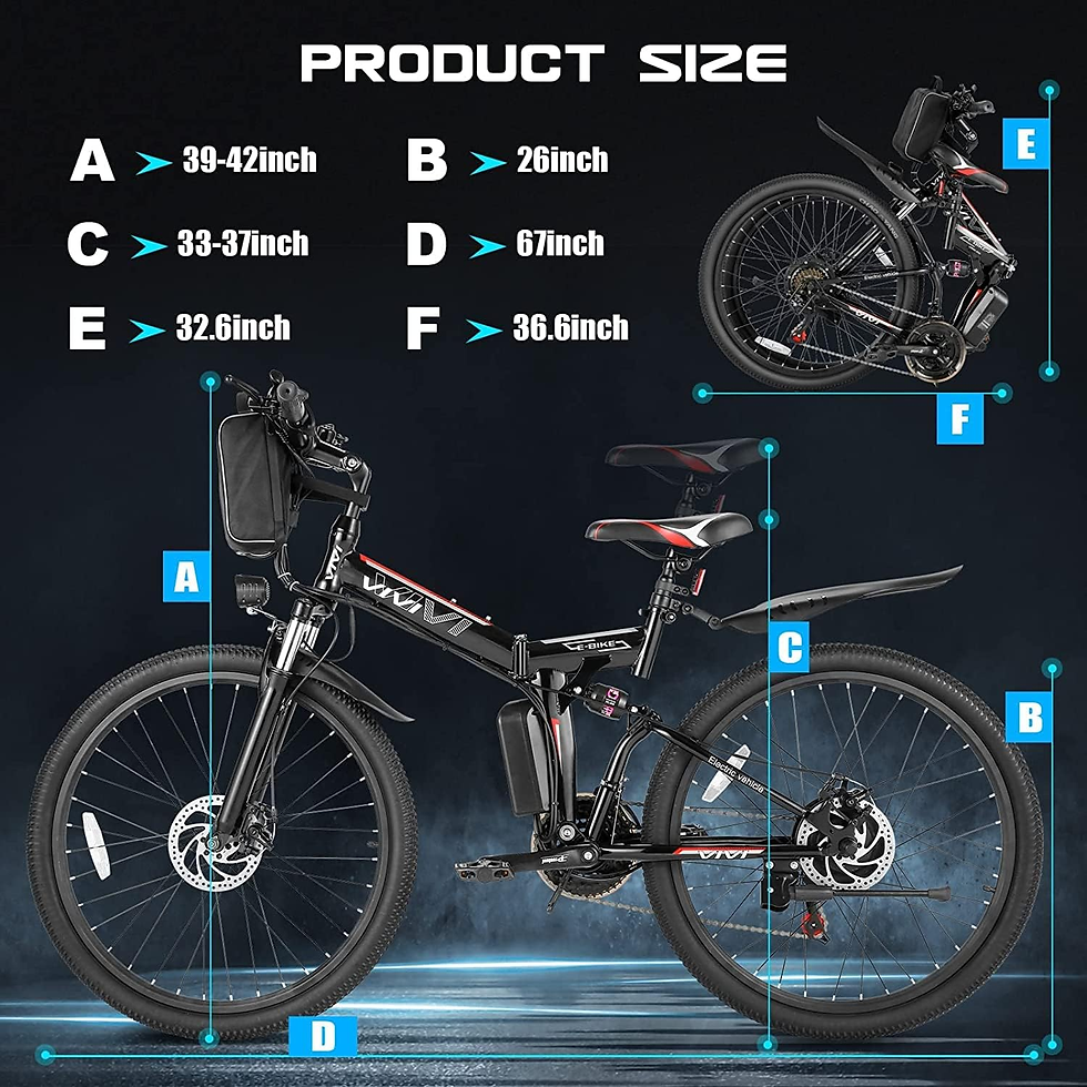 Thumbnail: Vivi M026TGB 26" Electric Bike for Adults, 500W (Peak 1000W Motor Folding Electr
