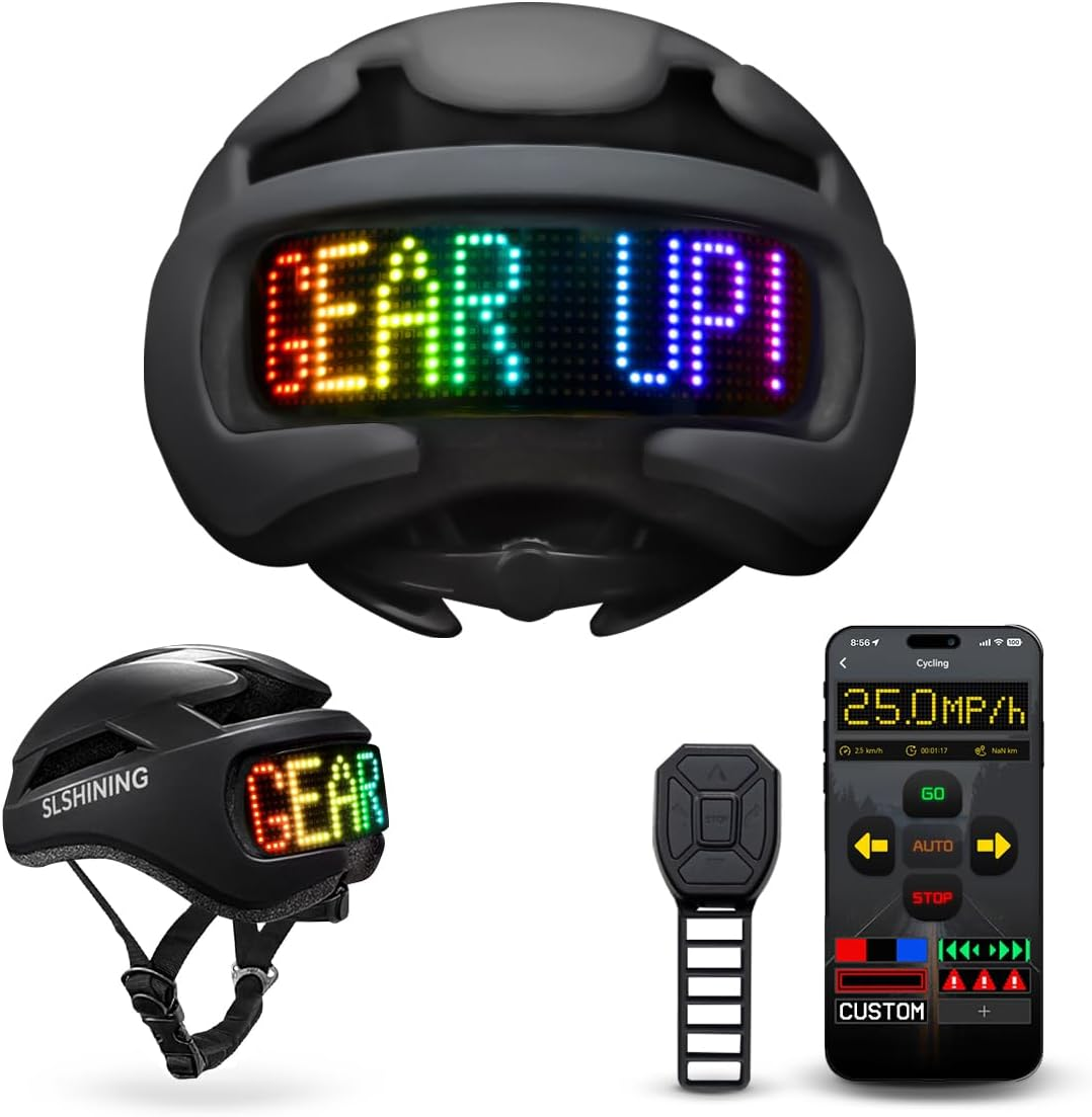 Bike Helmet with Light - Bike Helmet with DIY LED Screen for Scooter, Bicycle, S