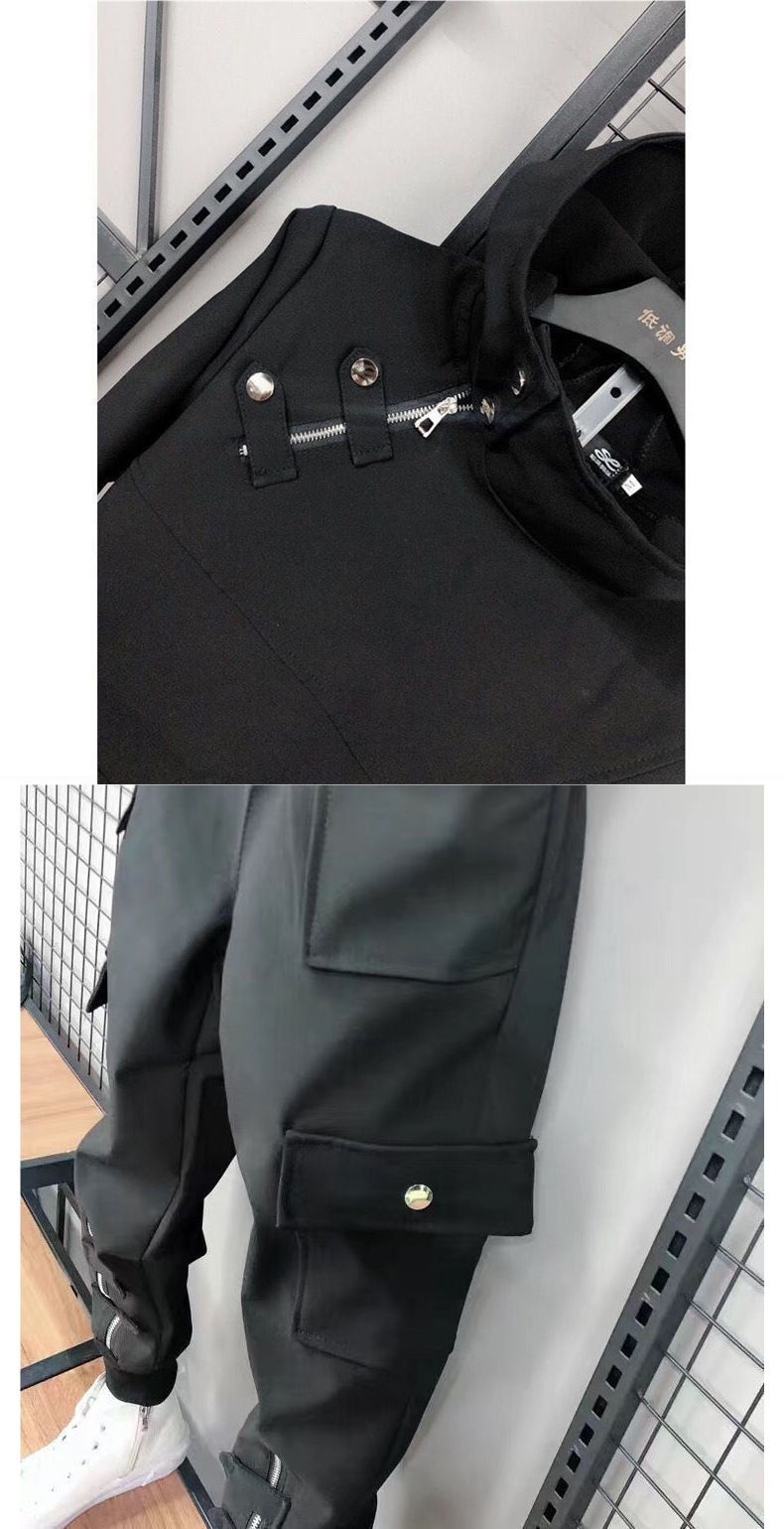 Thumbnail: 2025 autumn and winter black casual sports hooded long pants set, high-quality a