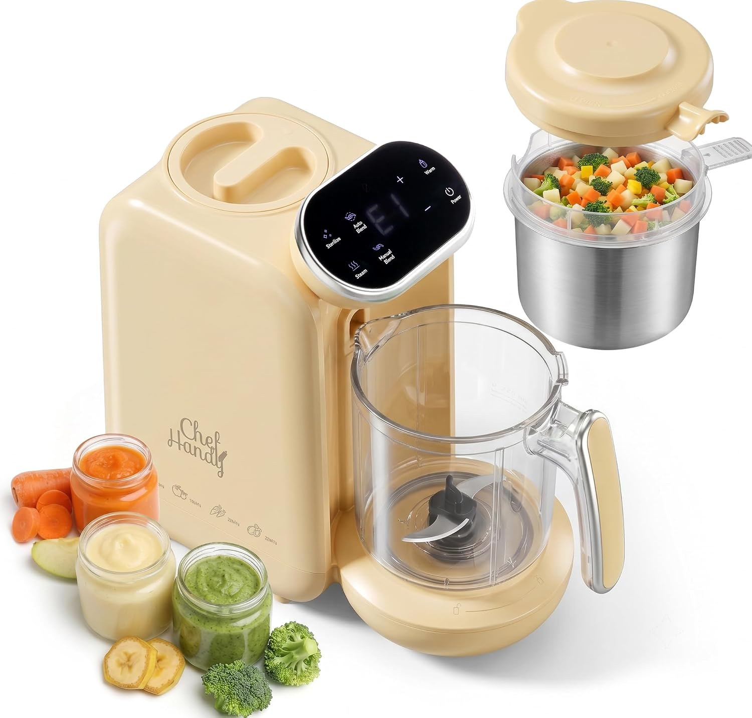 Chefhandy Baby Food Maker, One-Step Steamer & Blender, Yellow