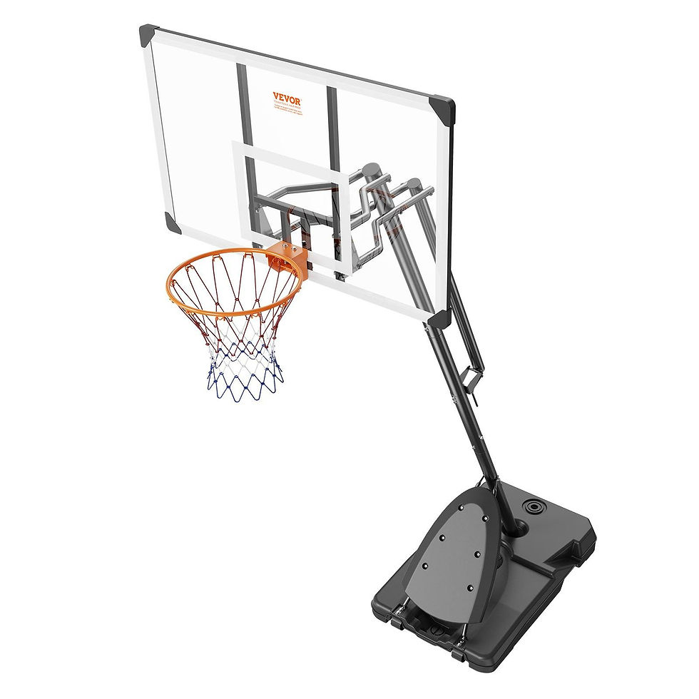 Thumbnail: VEVOR Basketball Hoop, 7.6-10 ft Adjustable Height Portable Backboard System, 54