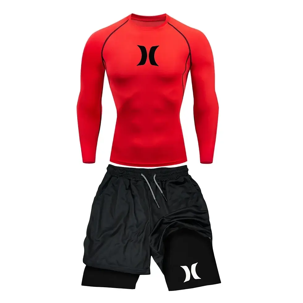 Thumbnail: Men's Compression Running Suits Gym Tights Training Sportswear Workout Jogging S