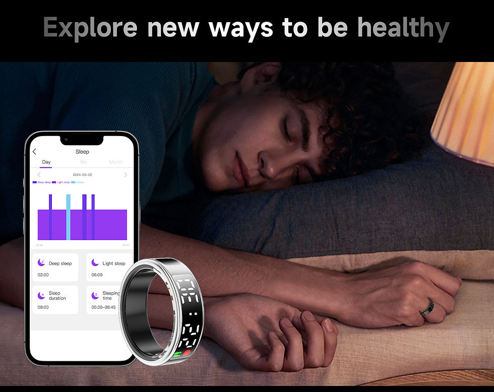 Thumbnail: Smart Rings Display Screen Set Waterproof Health Tracker Heart Rate Sleep Health