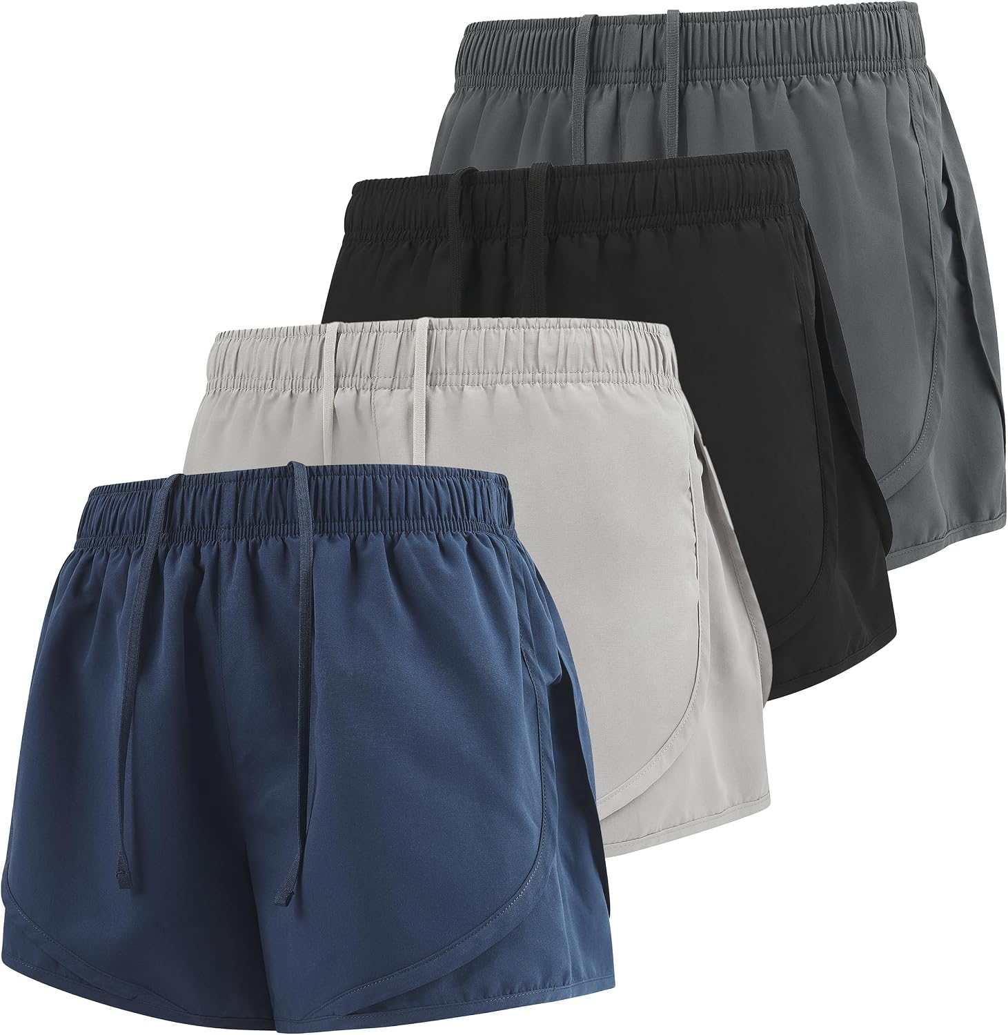 Women'S Running Shorts 4-Pack Athletic Workout Gym Shorts for Women, with Brief