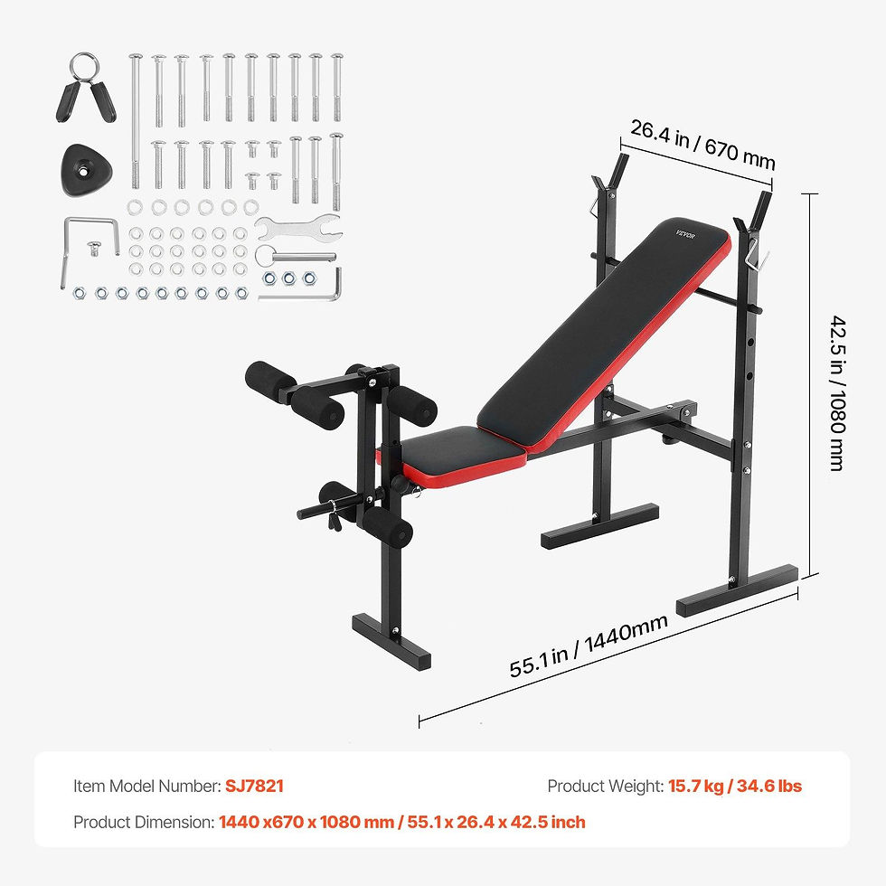 Thumbnail: VEVOR Weight Bench, Multi-Functional Adjustable Weight Bench Press for Full Body