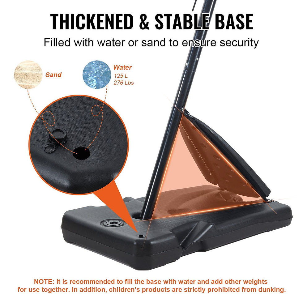 Thumbnail: VEVOR Basketball Hoop, 7.6-10 ft Adjustable Height Portable Backboard System, 54