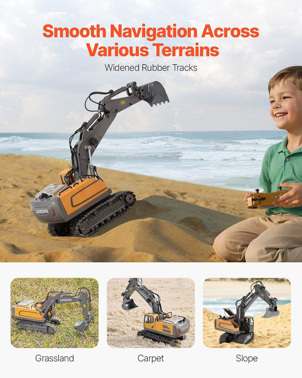 Thumbnail: VEVOR Remote Control Excavator Toy, 11 Channel, 1:20 Scale Remote Control Digger