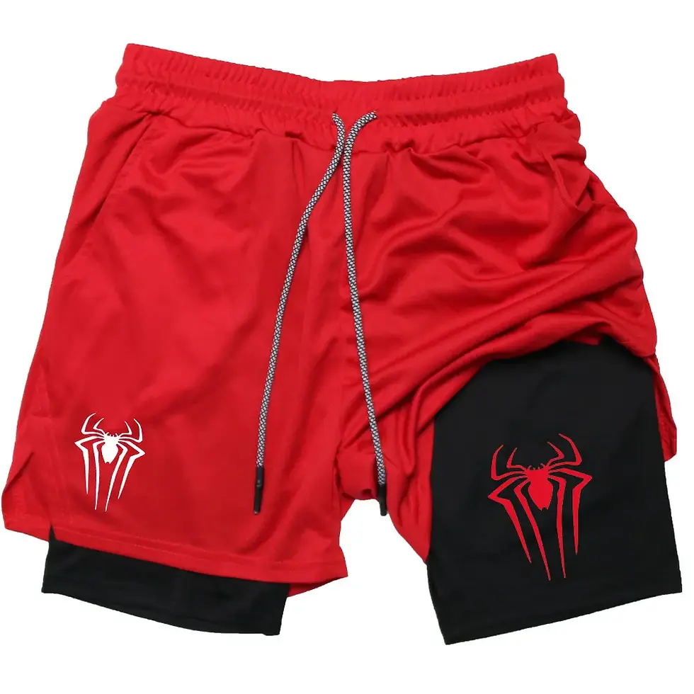 Thumbnail: Men's Workout Compression Set Y2K Spider Printed Gym Tshirts Breathable Running 