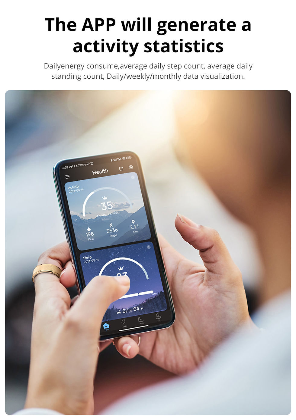 Thumbnail: COLMI R10 Smart Ring with Charging Case for Men Women, Health and Sleep Monitor,