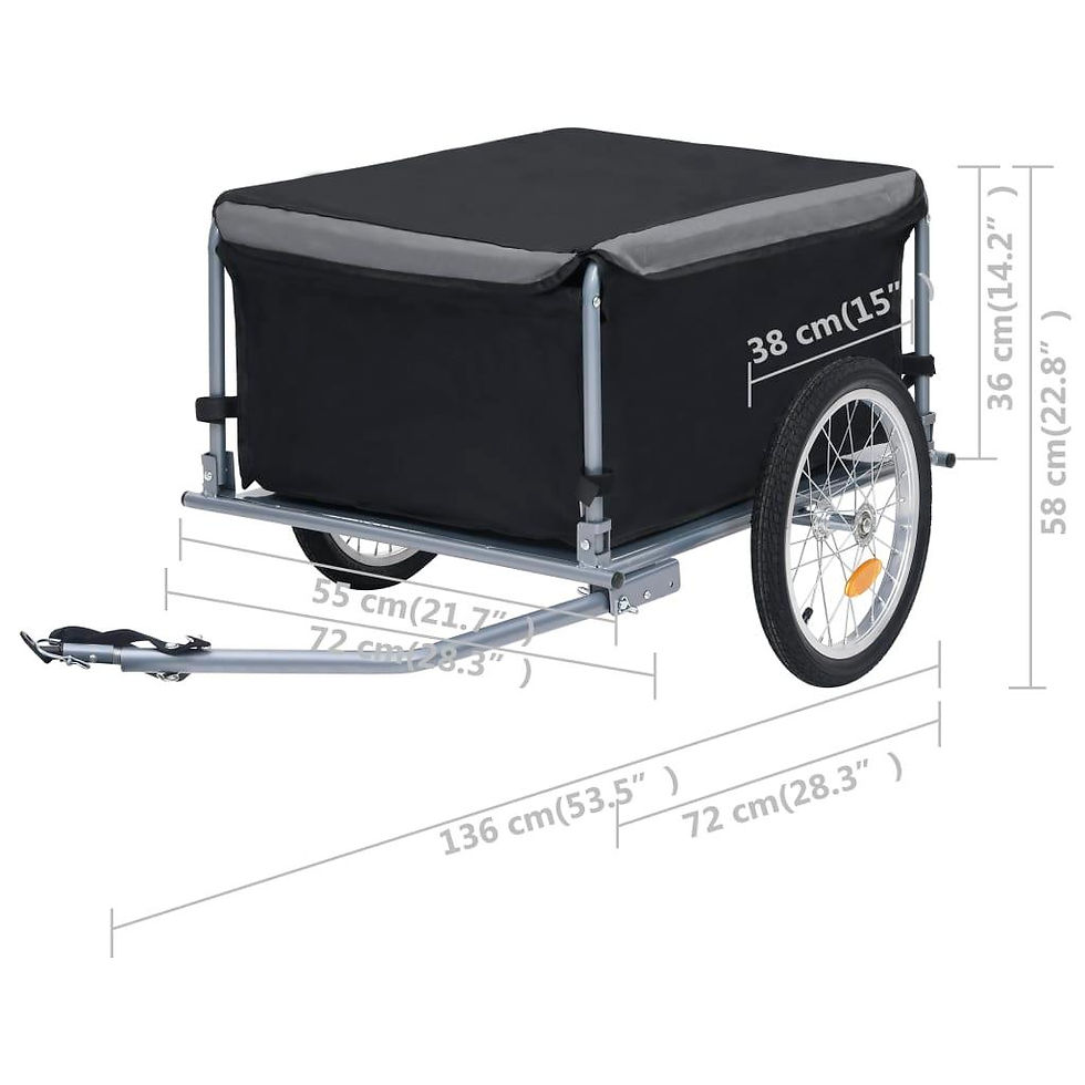 Thumbnail: vidaXL Bike Trailer Black and Gray 143.3 lb