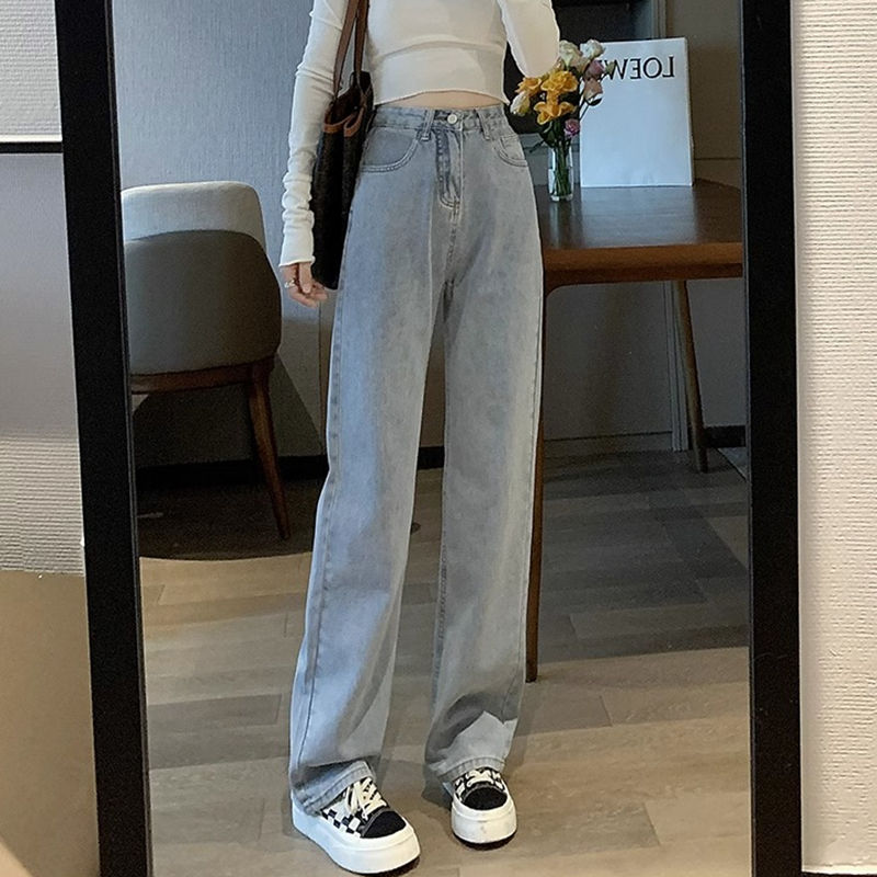 Thumbnail: Woman Vintage Wide Leg Jeans Girls High Waist Pants Female Fashion Black Black G