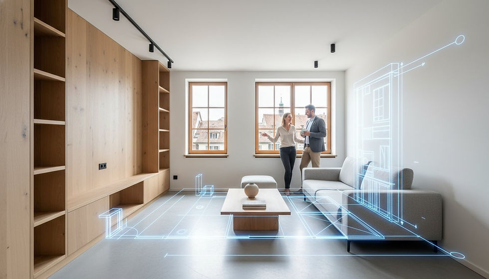 Visualisierung von Änderungsmöglicheiten in einem Wohnzimmer