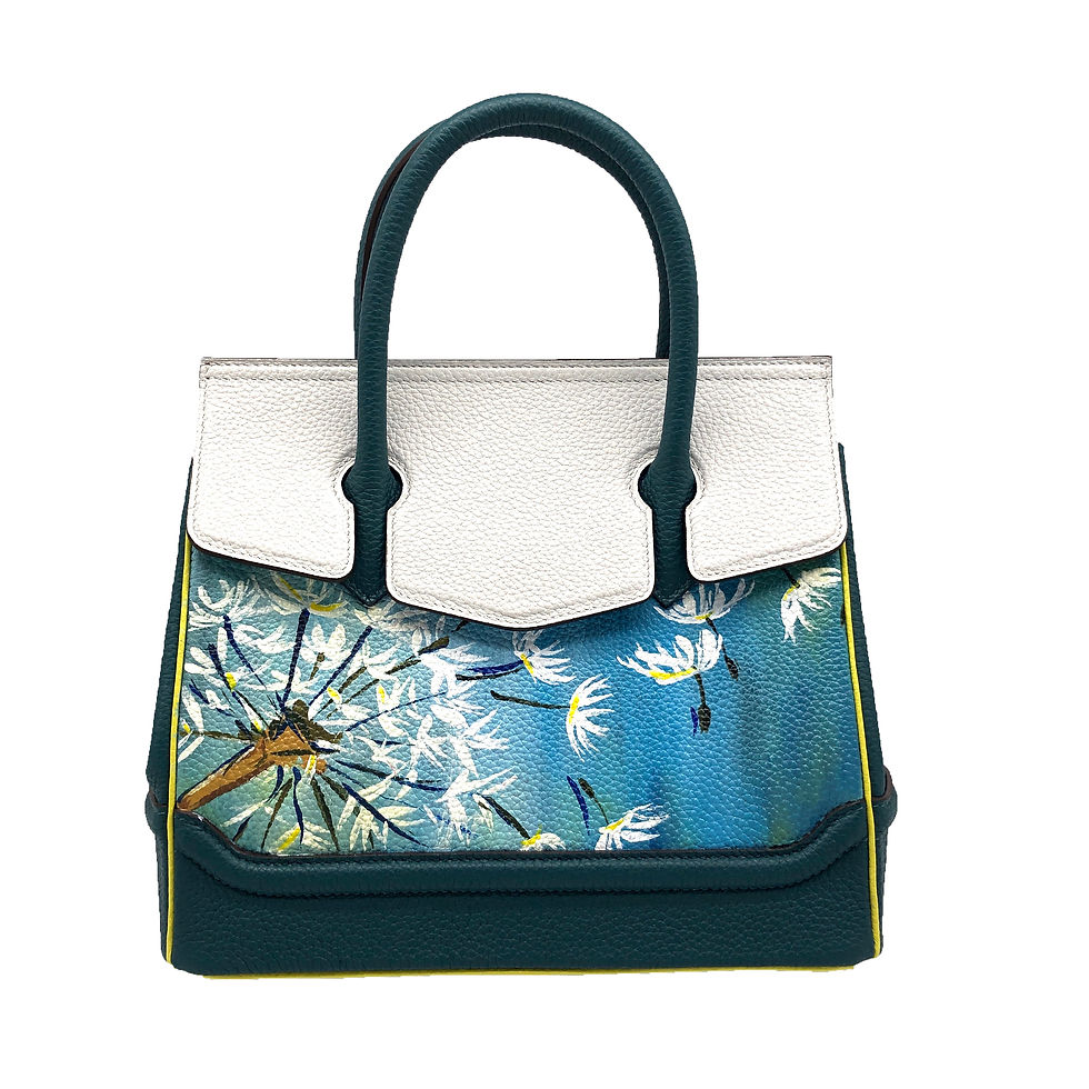 「Isabella」Art Print Cow Leather Tote Bag