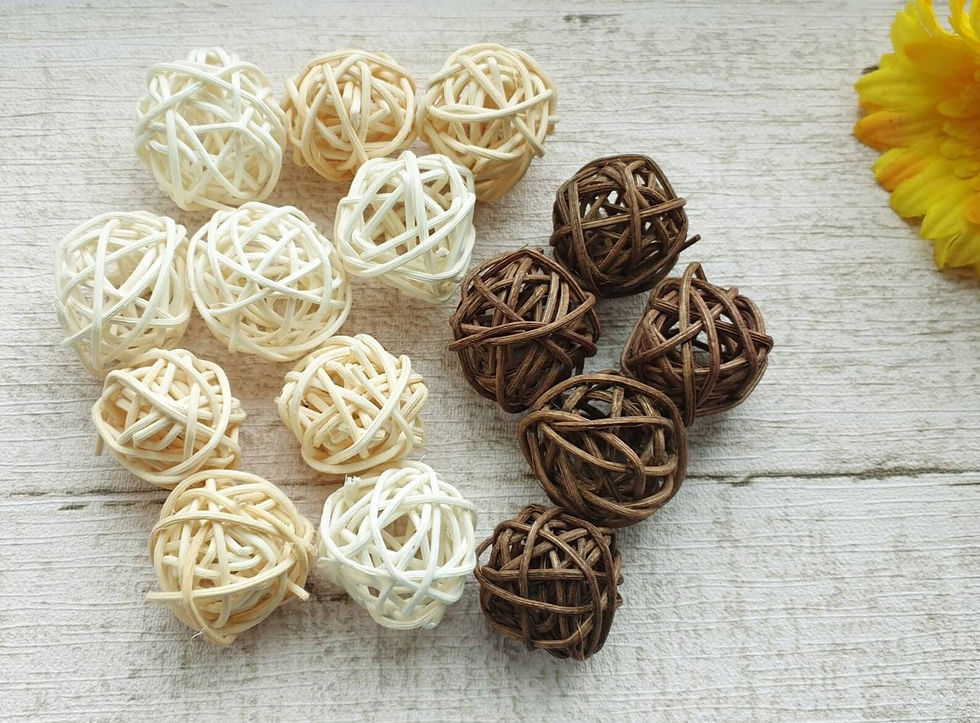 Thumbnail: Rattan Wicker Balls - 15 Piece Set, Home Wedding Party Decor