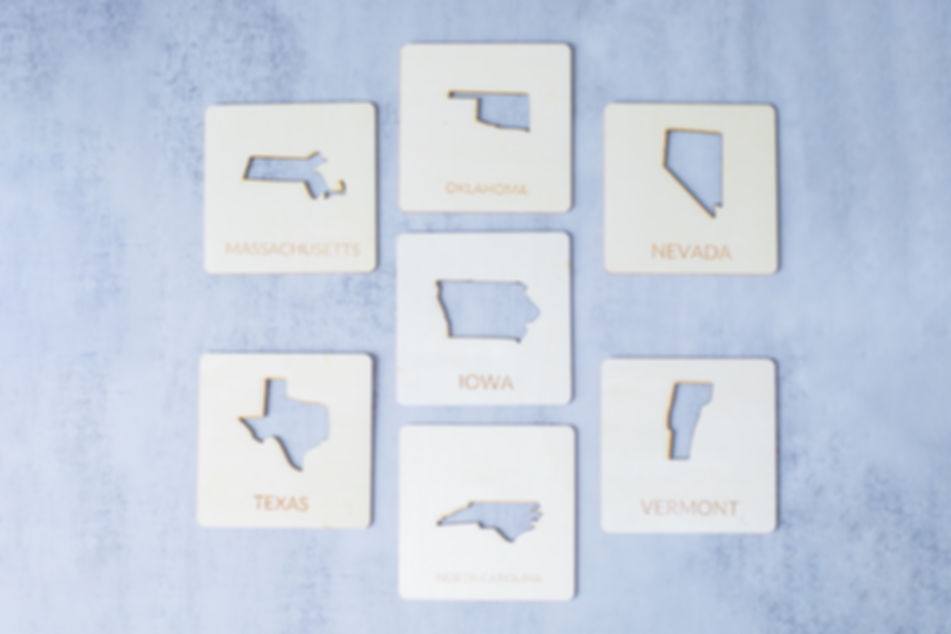 Montessorui style learning state cut outs.