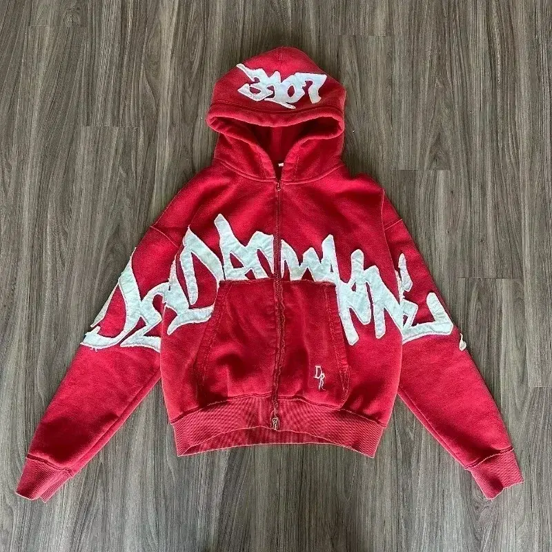 Miniatura: Korean Fashion Simple Gray Double Sided Oversized Zipper Hoodie