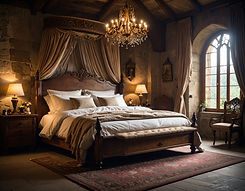 Firefly_generate an image of a luxurious bed in a medieval castle 38639.jpg