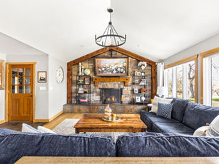 Living room with a fireplace